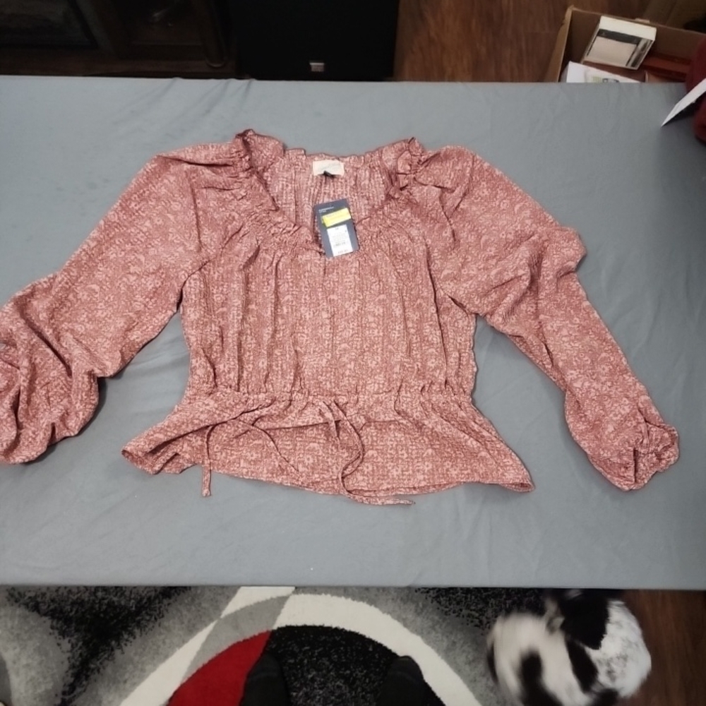 Target Women's Floral Blouse in Brick Red - Picture 2 of 4